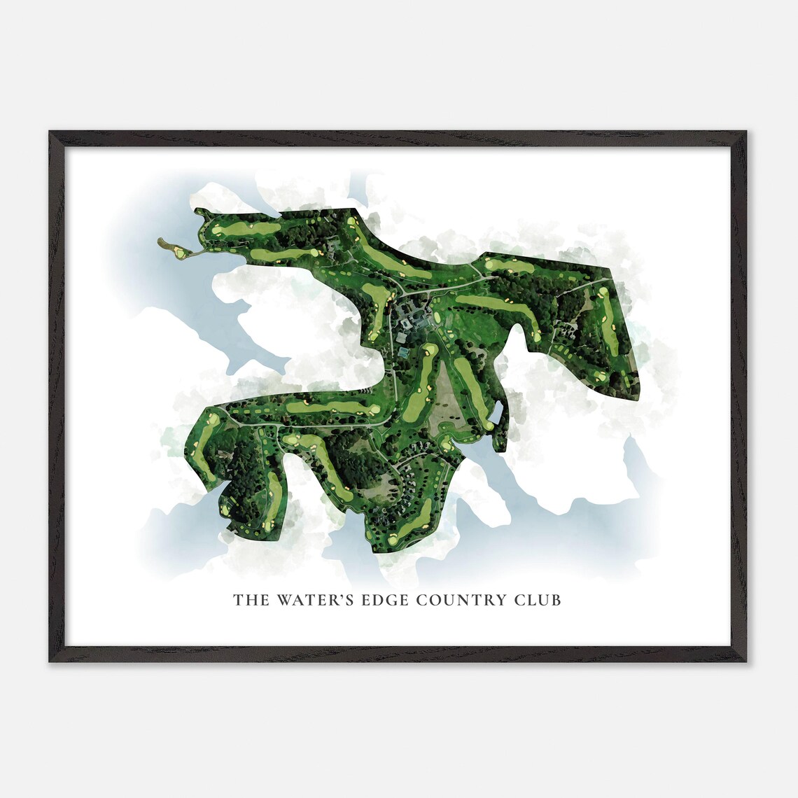The Waters Edge Country Club Classic Watercolor Aerial Golf Poster - Image 5