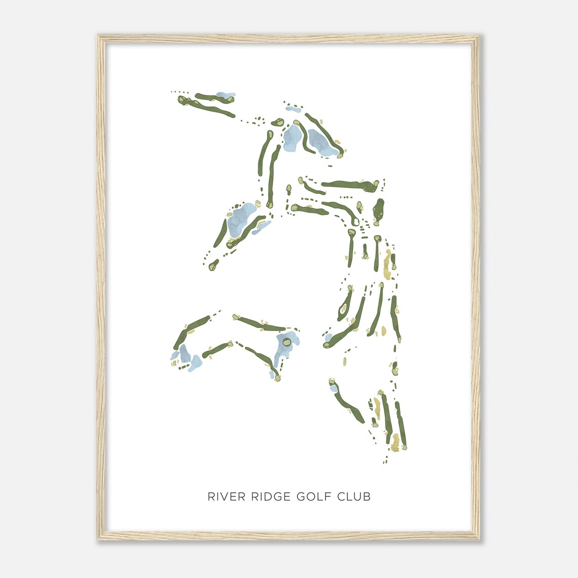 River Ridge Golf Club California Modern Watercolor Map Golfer Gift Golf Wall Art Golf Poster Print Course Layout