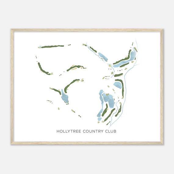 Hollytree Country Club Texas Modern Watercolor Golf Course Map Poster