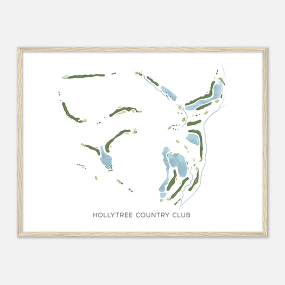 Hollytree Country Club Texas Modern Watercolor Map Golfer Gift Golf Wall Art Golf Poster Print Course Layout