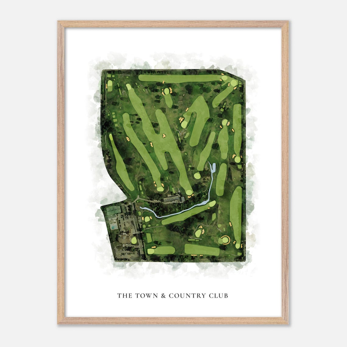 The Town and Country Club Golf Course Watercolor Aerial Map Poster - Image 6