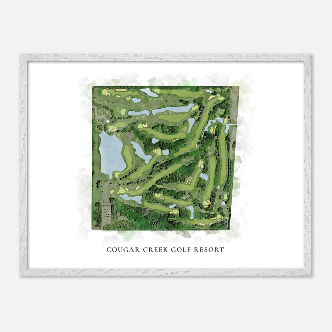 Cougar Creek Golf Resort Carvel Canada Classic Watercolor Golf Map Poster - Image 3