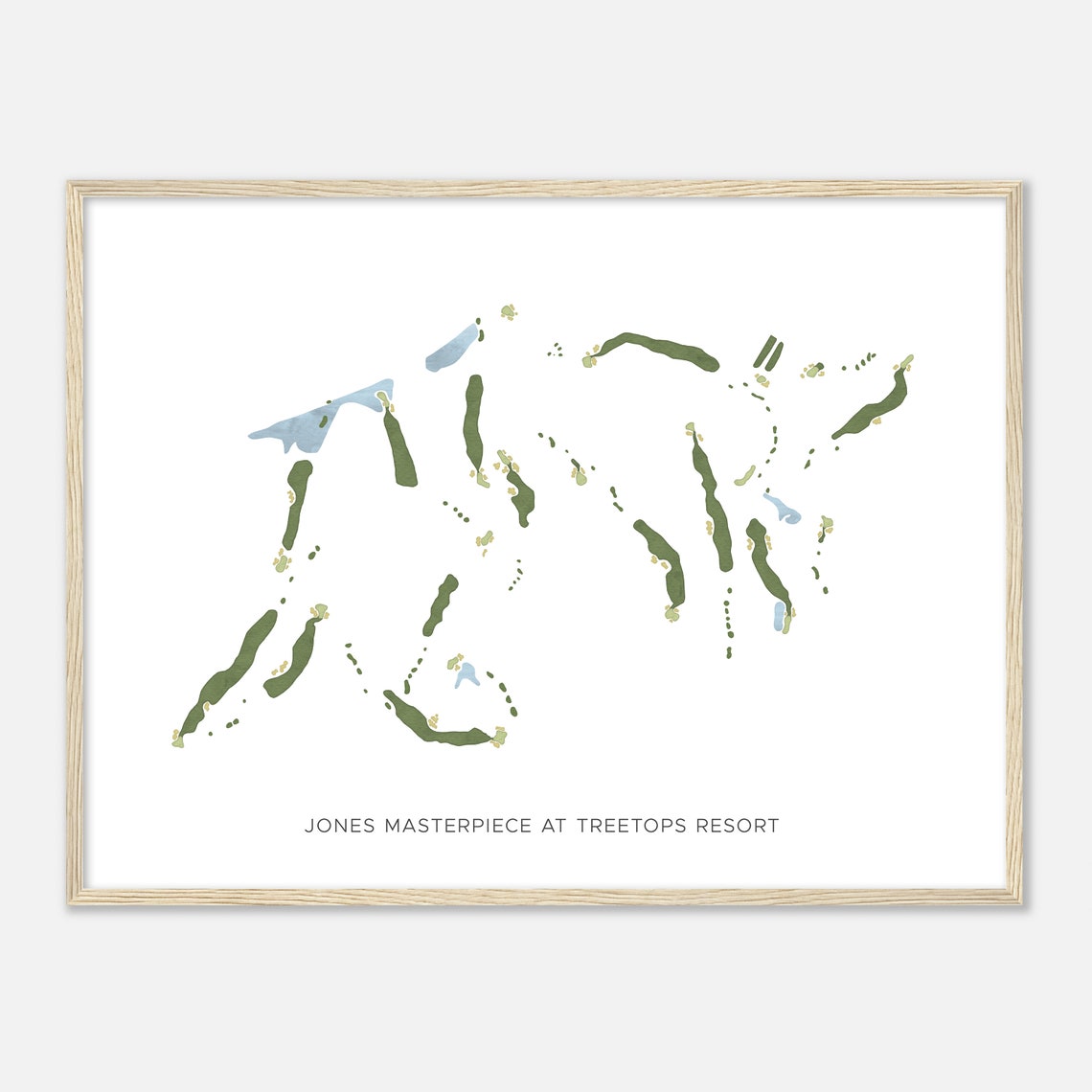 Jones Masterpiece at Treetops Resort Modern Minimalist Golf Map Poster