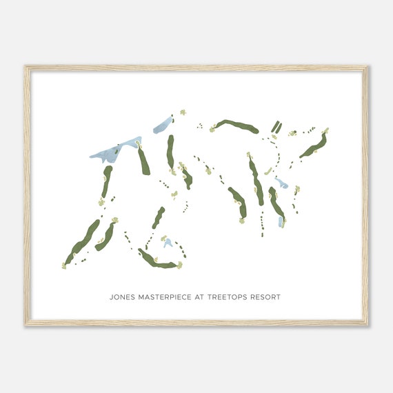 Jones Masterpiece At Treetops Resort Michigan Modern Watercolor Map Golfer Gift Golf Wall Art Golf Poster Print Course Layout