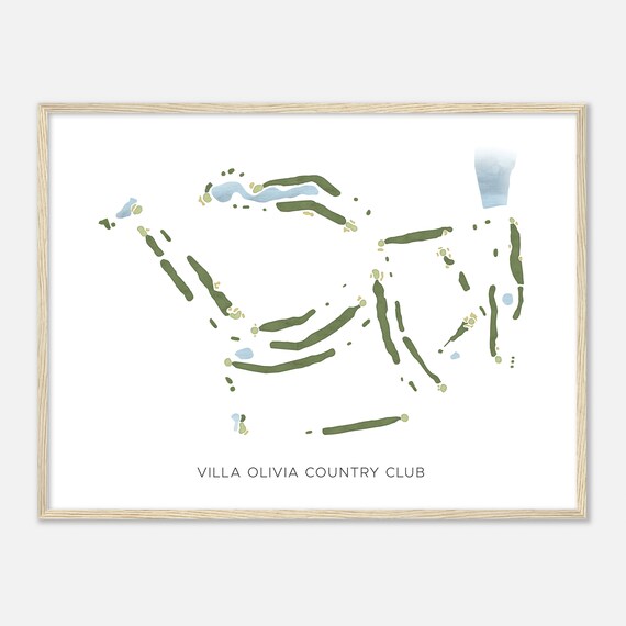 Villa Olivia Country Club Illinois Modern Watercolor Map Golfer Gift Golf Wall Art Golf Poster Print Course Layout