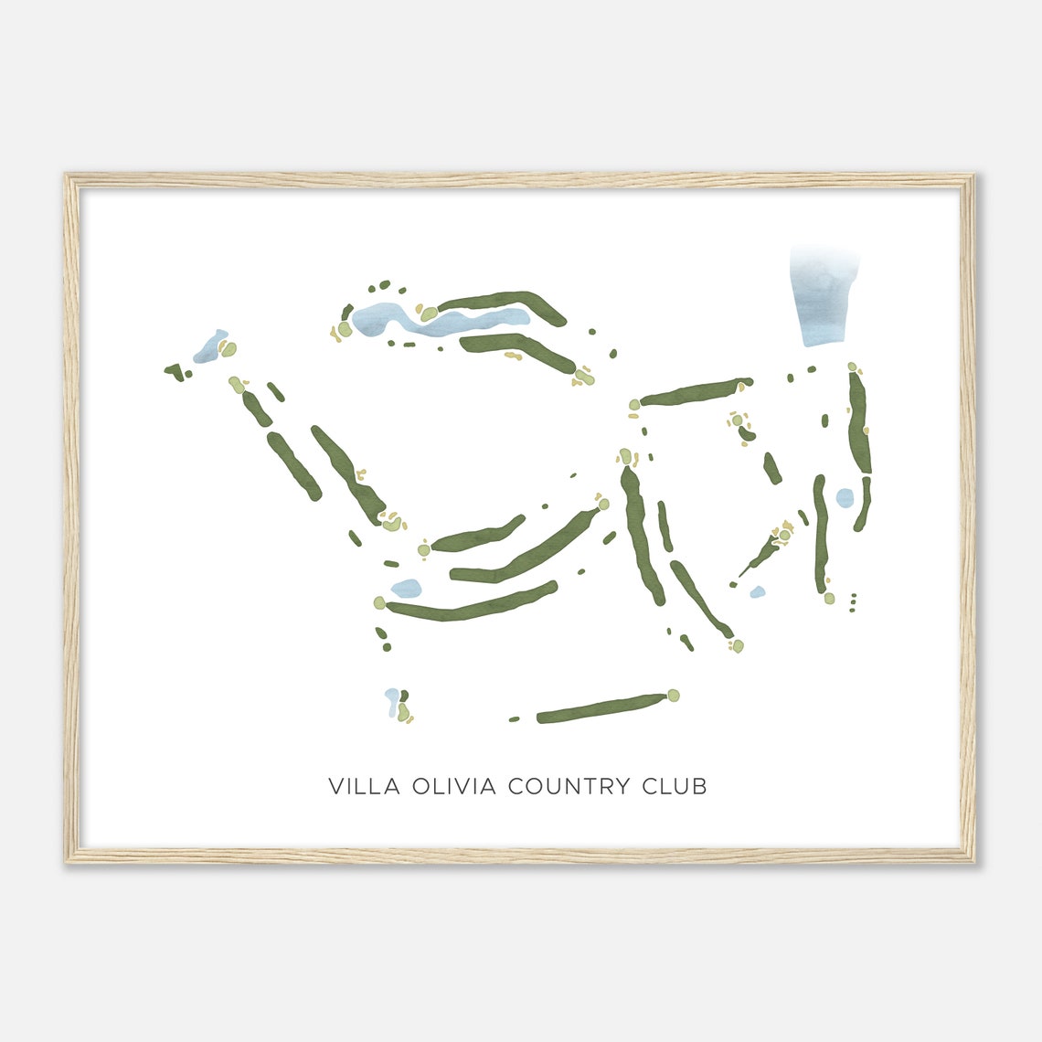 Villa Olivia Country Club Minimalist Watercolor Golf Map Poster
