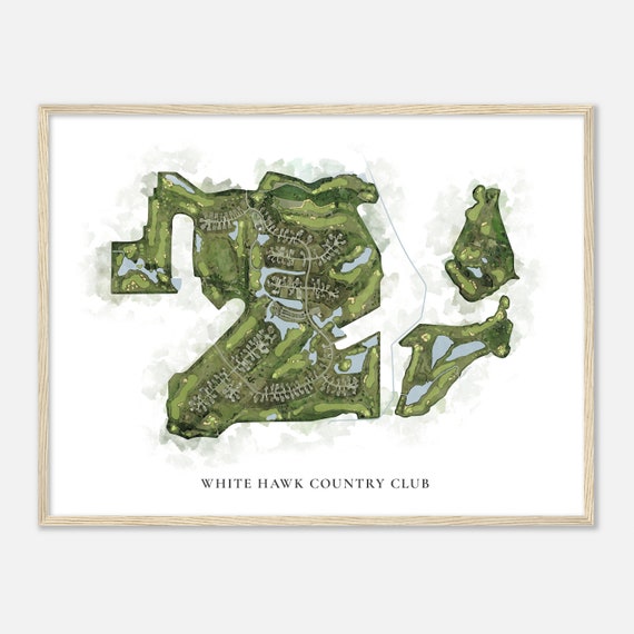 White Hawk Country Club Indiana Classic Watercolor Map Golfer Gift Golf Wall Art Golf Poster Print Course Layout