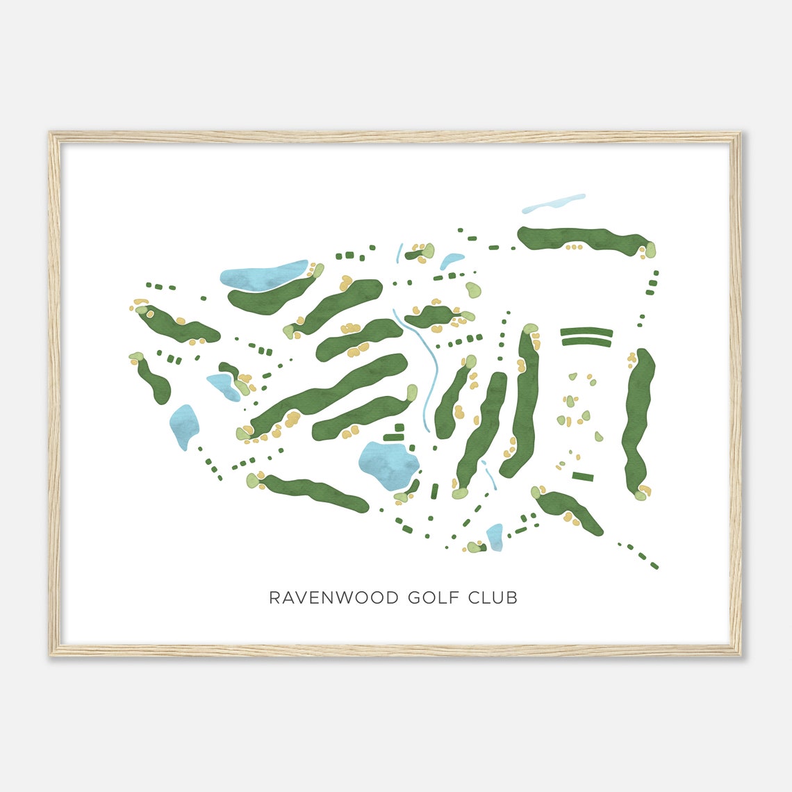 Ravenwood Golf Club New York Modern Watercolor Golf Map Poster - Image 2