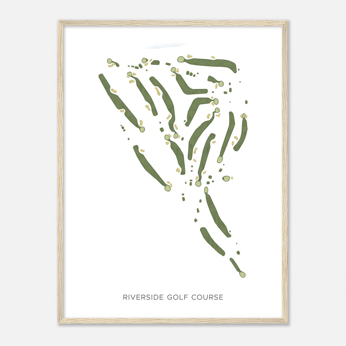 Riverside Golf Course Minimalist Watercolor Fairway Map Poster