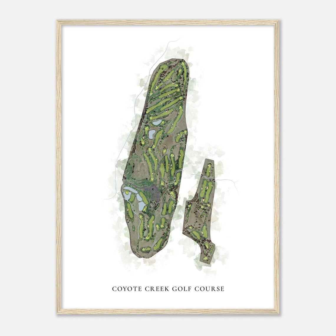 Coyote Creek Golf Course California Classic Watercolor Map Golfer Gift Golf Wall Art Golf Poster Print Course Layout