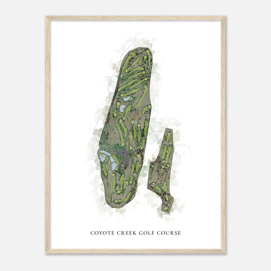 Coyote Creek Golf Course California Classic Watercolor Map Poster