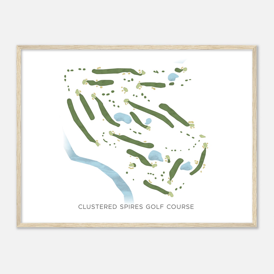 Clustered Spires Golf Course Modern Minimalist Layout Map Poster