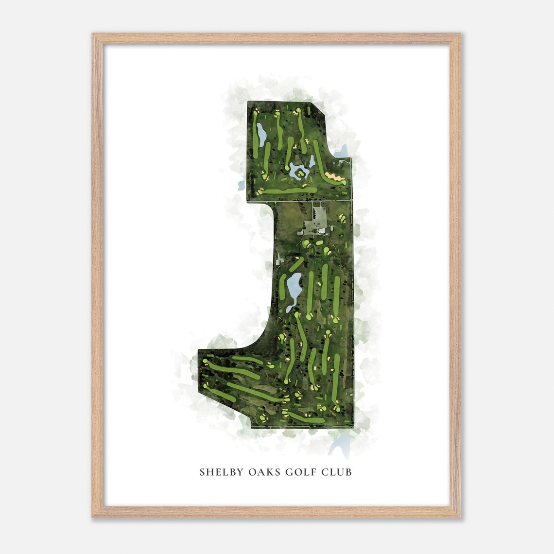Shelby Oaks Golf Club Sidney Ohio Classic Watercolor Golf Map Poster - Image 2