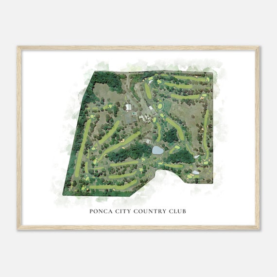 Ponca City Country Club Oklahoma Classic Watercolor Map Golfer Gift Golf Wall Art Golf Poster Print Course Layout