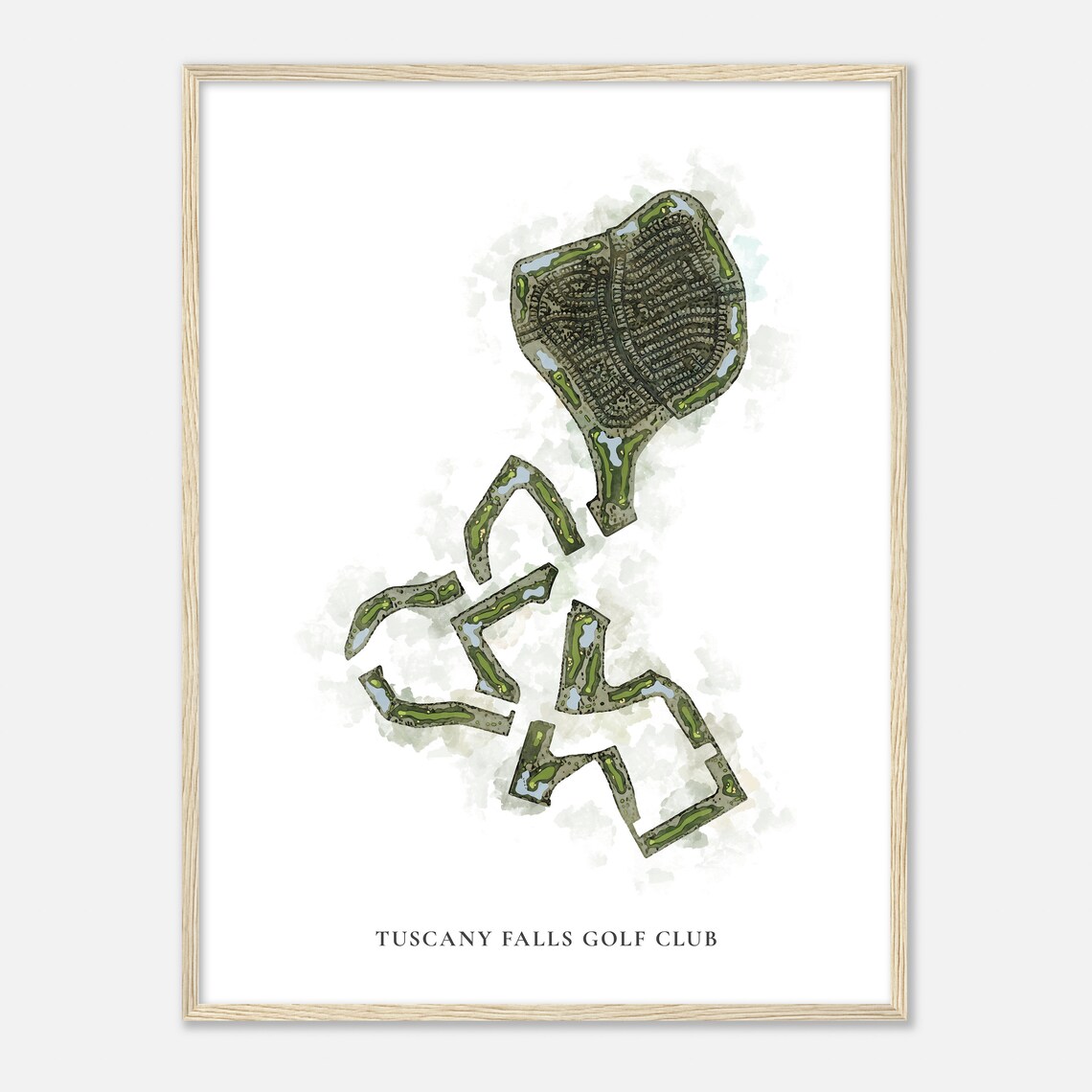 Tuscany Falls Golf Club Watercolor Aerial Map Golfer Gift Poster - Image 2