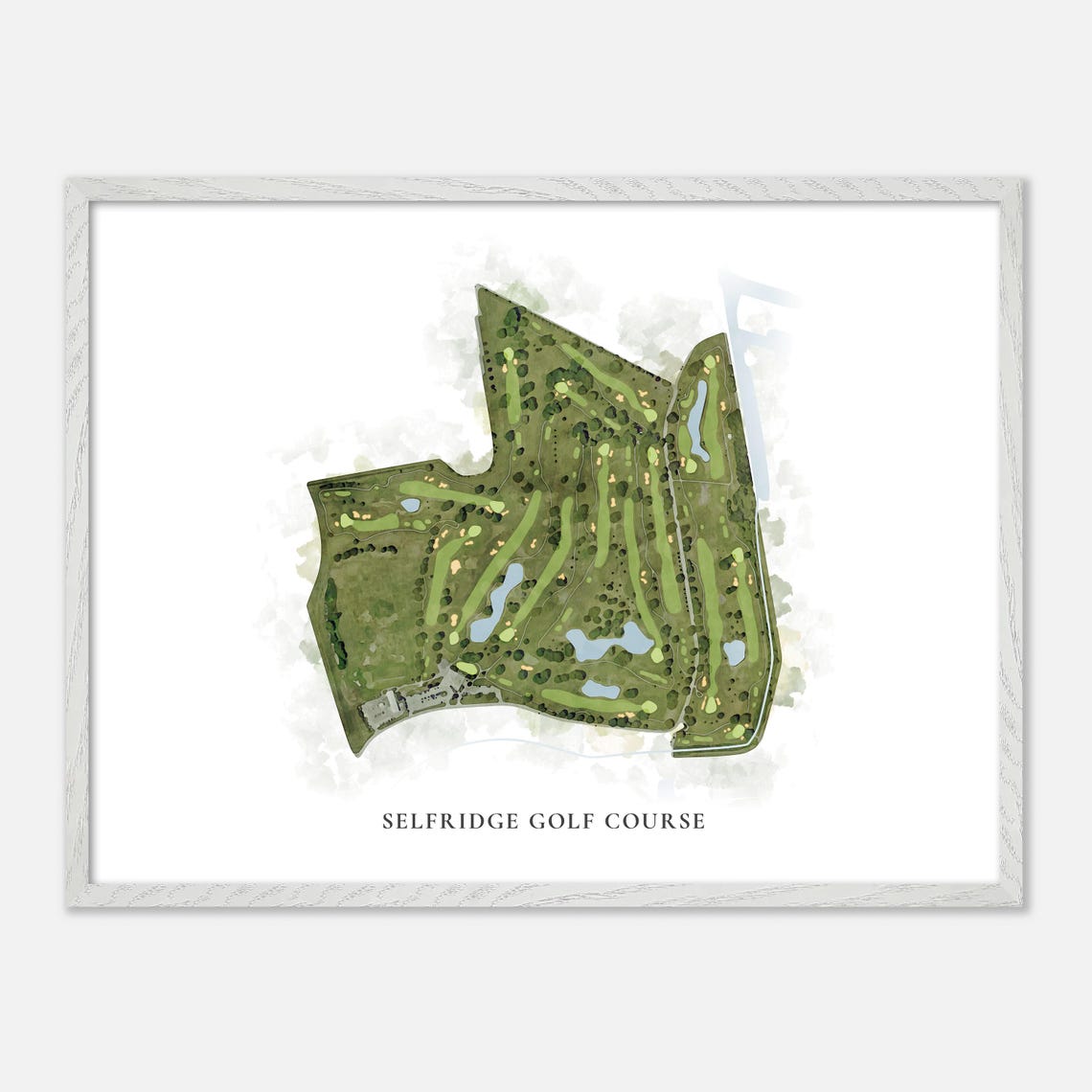 Selfridge Golf Course Michigan Classic Watercolor Map Poster - Image 4