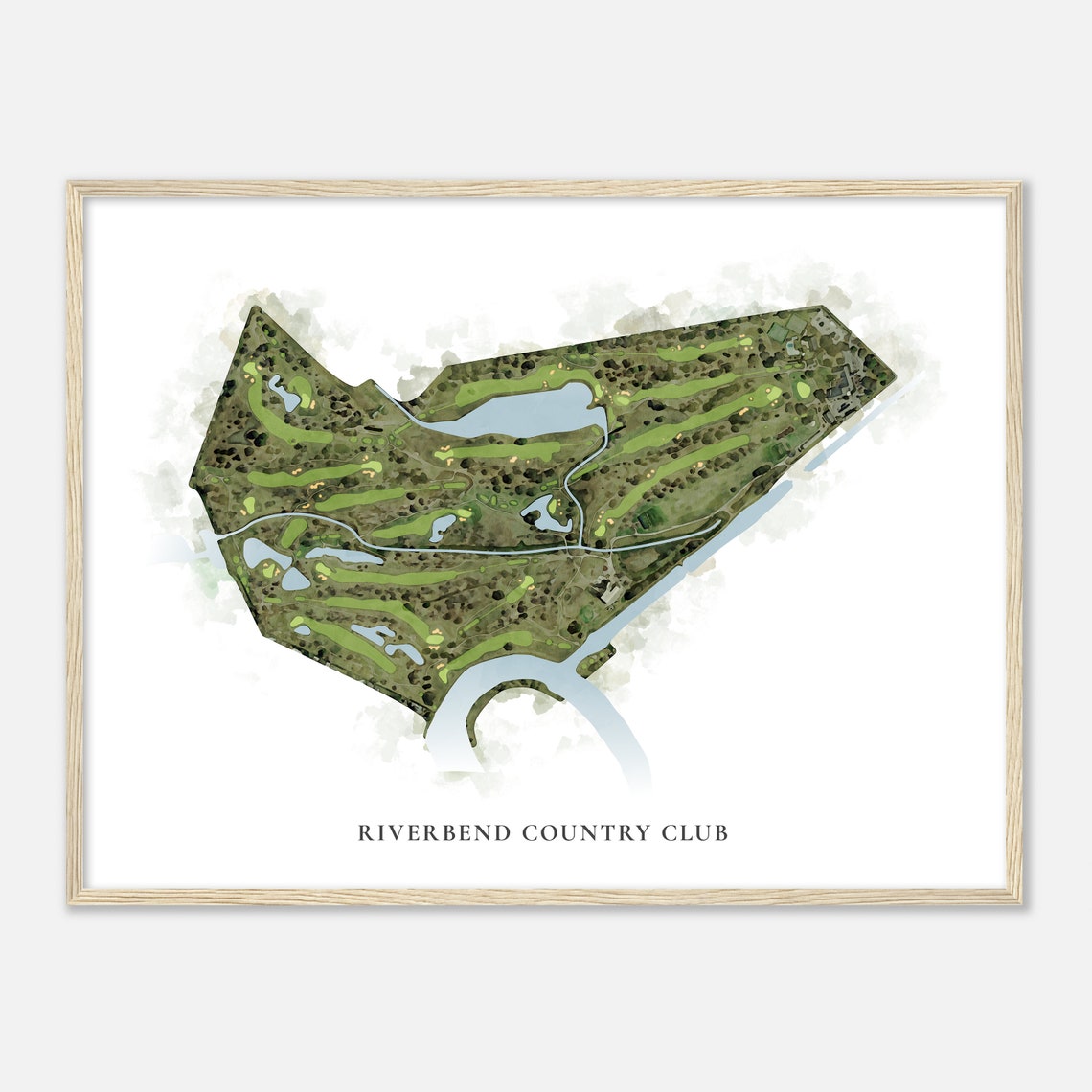 Riverbend Country Club Classic Watercolor Golf Course Map Poster - Image 2