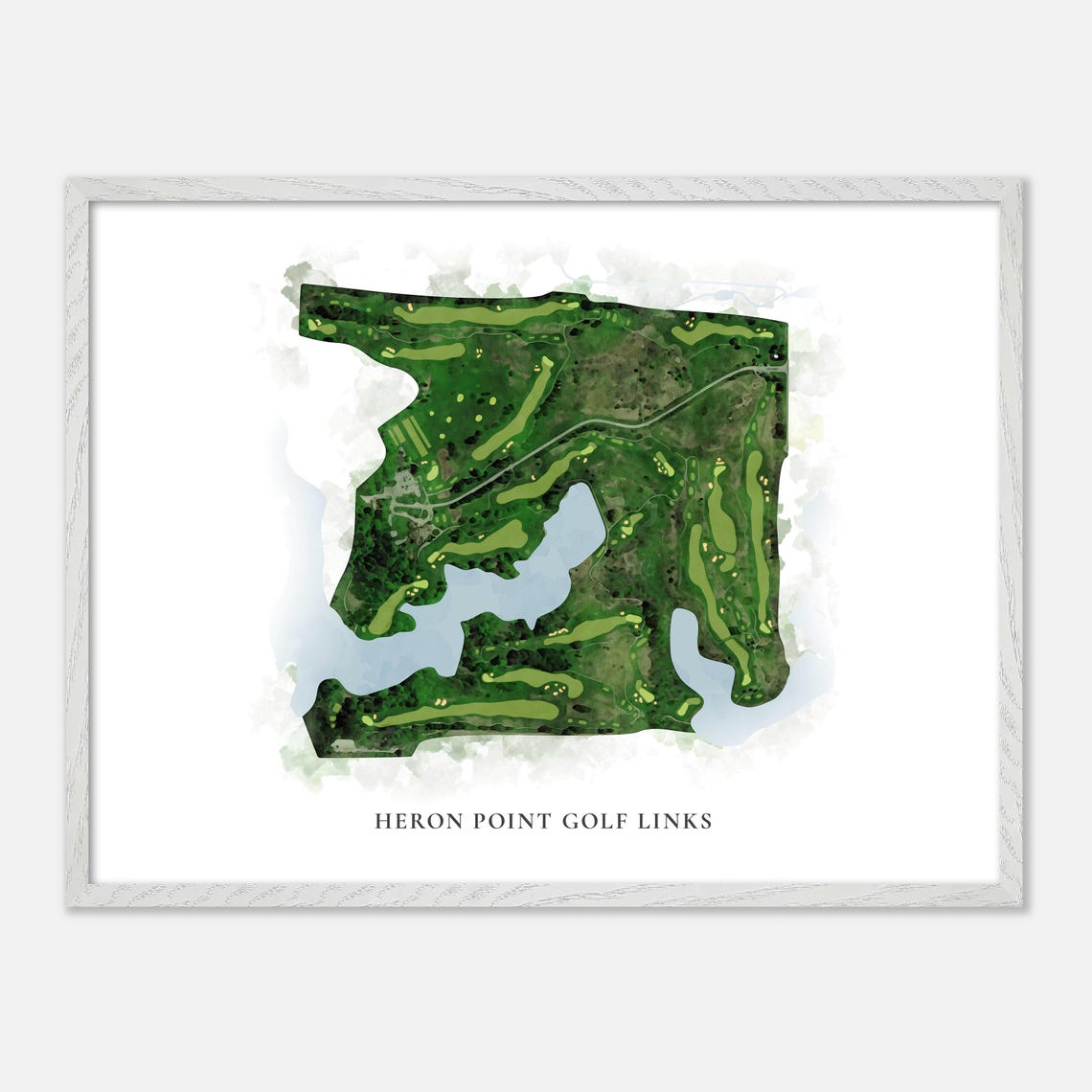 Heron Point Golf Links Classic Watercolor Aerial Map Art Poster - Image 3