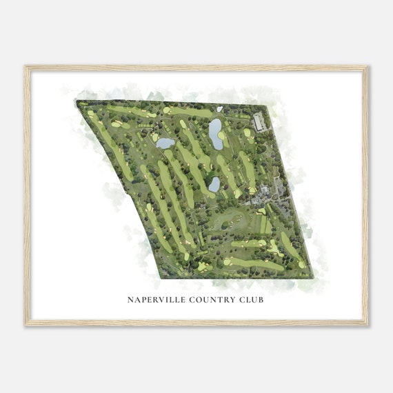 Naperville Country Club Illinois Classic Watercolor Map Golfer Gift Golf Wall Art Golf Poster Print Course Layout
