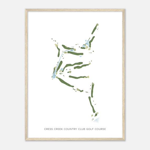 Cress Creek Country Club Golf Course West Virginia Modern Watercolor Map Golfer Gift Golf Wall Art Golf Poster Print Course Layout
