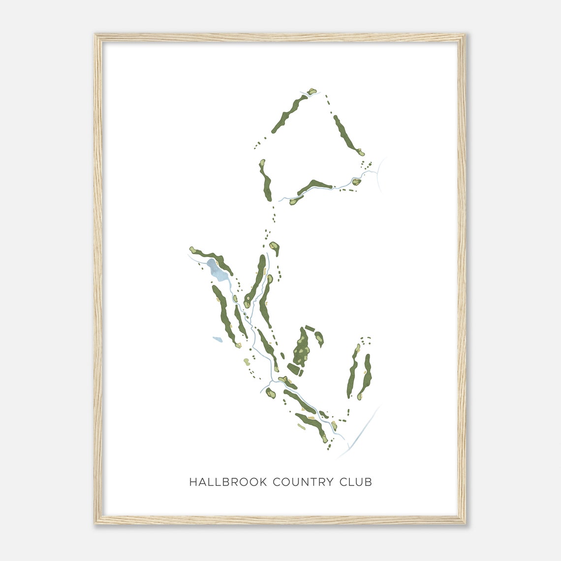 Hallbrook Country Club Minimalist Watercolor Fairway Map Poster