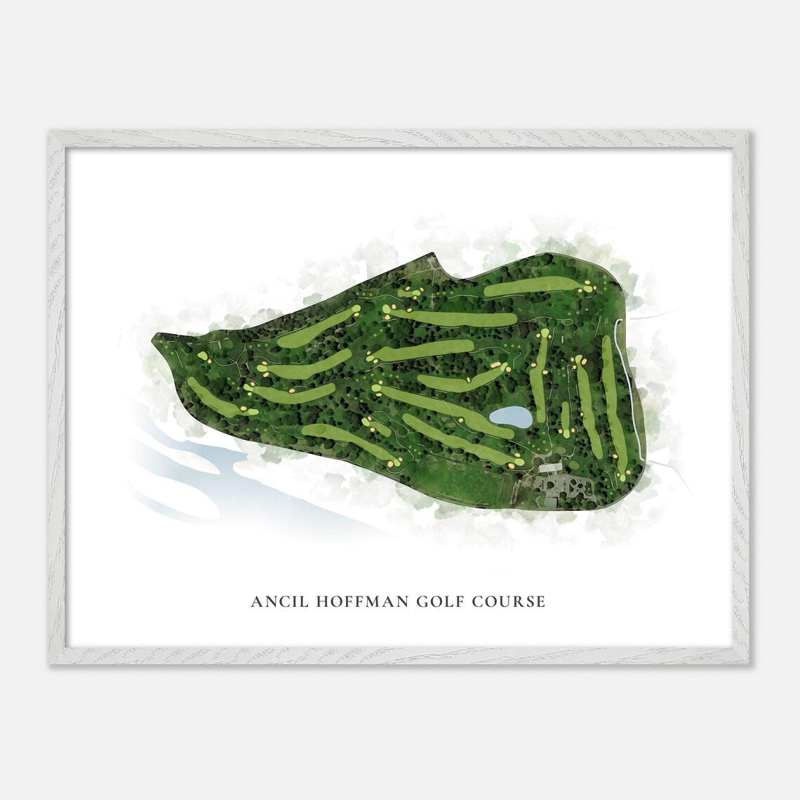 Ancil Hoffman Golf Course Carmichael California Classic Watercolor Golf Map Poster - Image 4