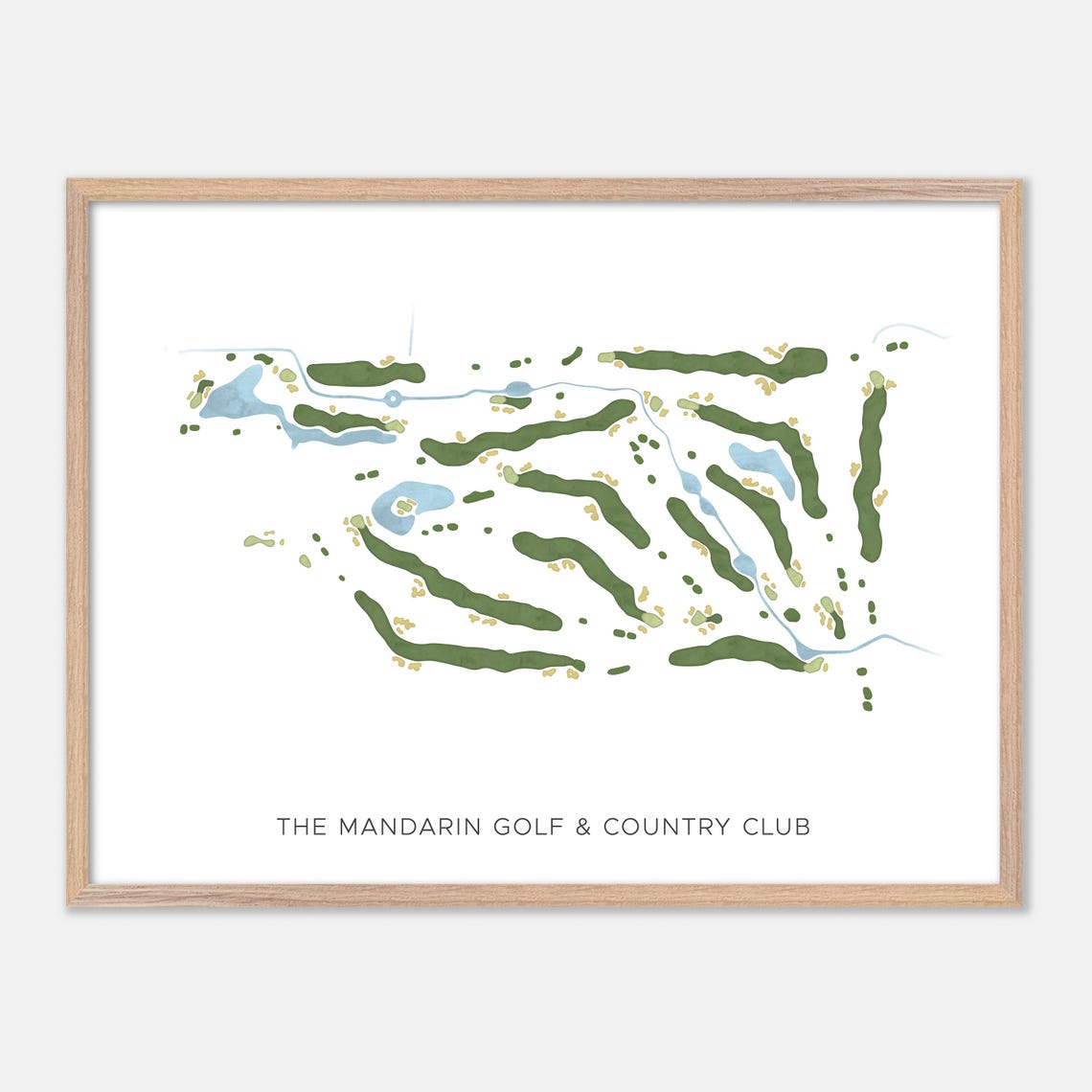 The Mandarin Golf Country Club Modern Watercolor Course Map Poster