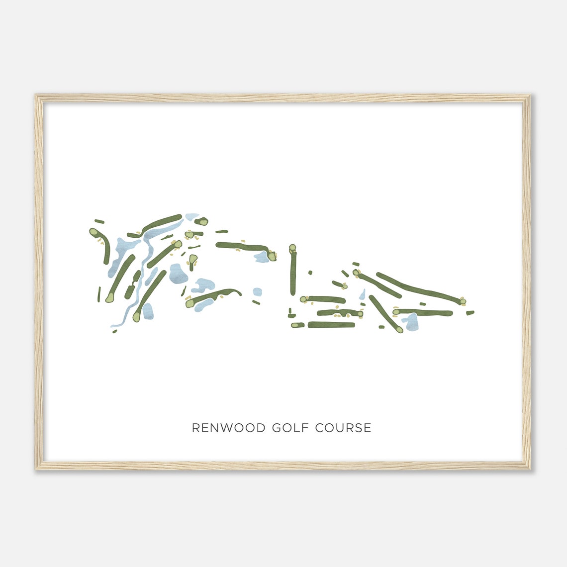 Renwood Golf Course Modern Minimalist Watercolor Golf Map Poster - Image 2