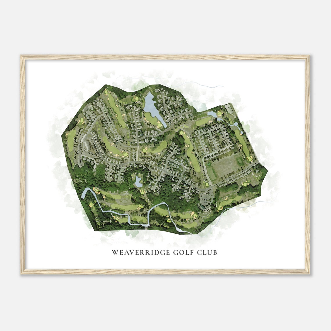 Weaverridge Golf Club Classic Aerial Watercolor Course Map Poster - Image 2