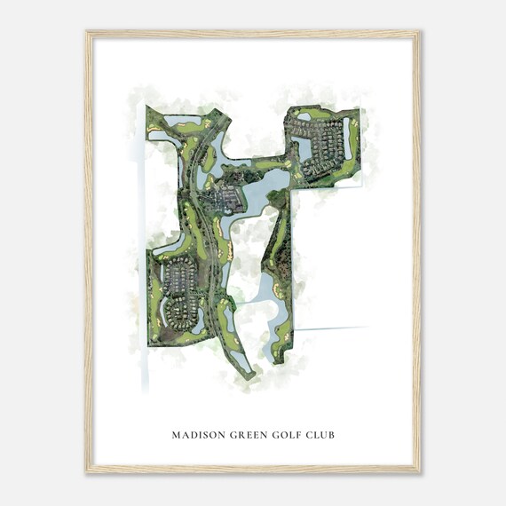 Madison Green Golf Club Elegant Watercolor Aerial Course Map Art Poster