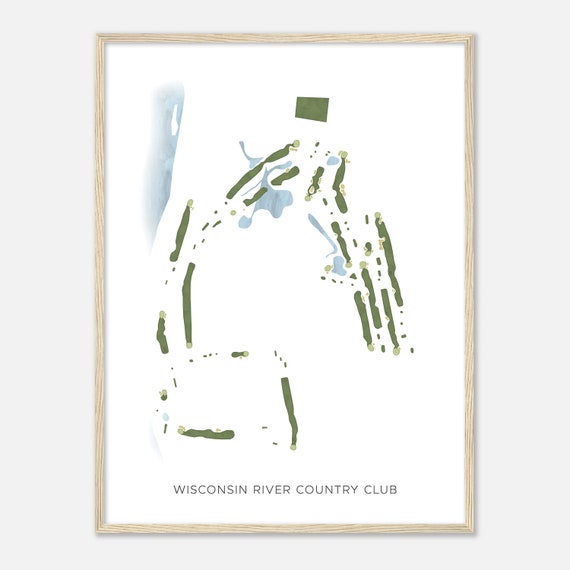 Wisconsin River Country Club Wisconsin Modern Watercolor Map Golfer Gift Golf Wall Art Golf Poster Print Course Layout