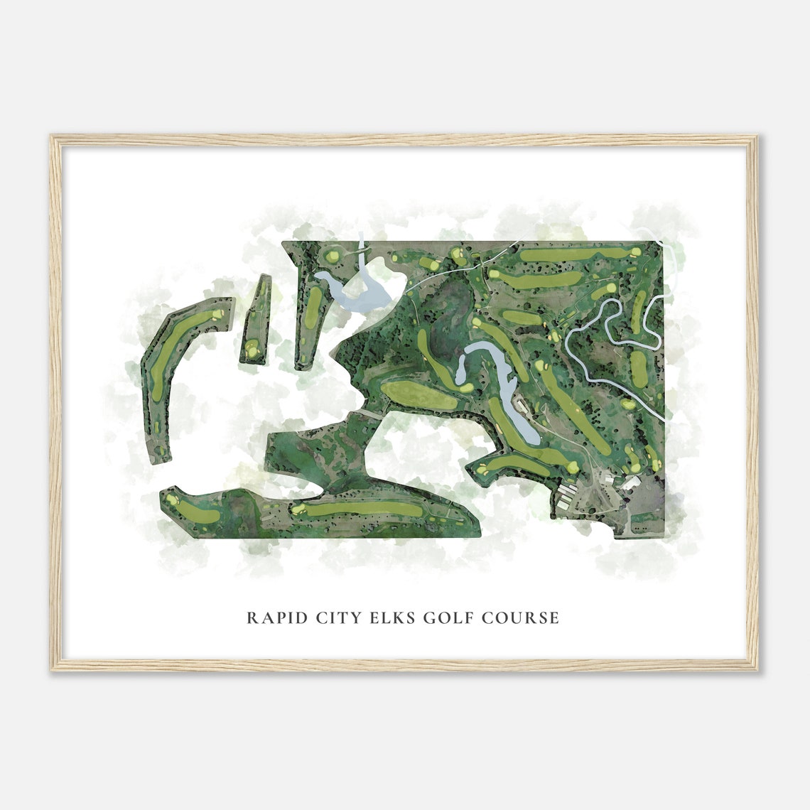 Rapid City Elks Golf Course Watercolor Aerial Course Map Poster - Image 2