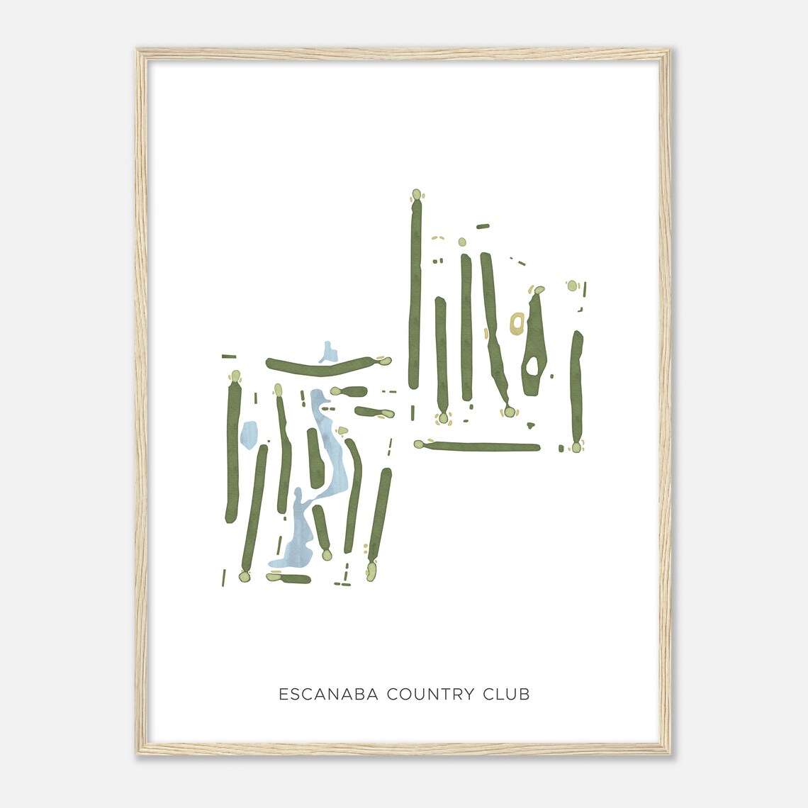 Escanaba Country Club Modern Watercolor Golf Course Map Poster