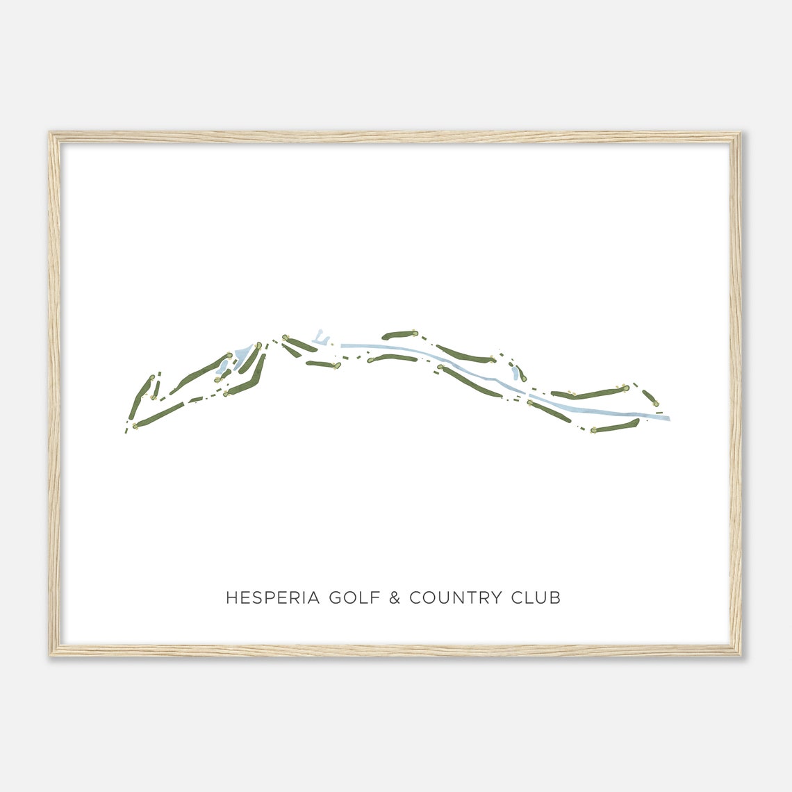 Hesperia Golf & Country Club Modern Watercolor Golf Course Map Poster