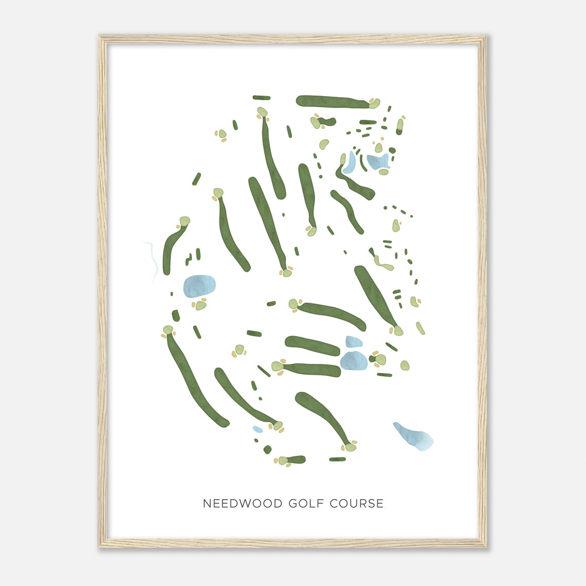 Needwood Golf Course Maryland Modern Watercolor Golf Map Poster - Image 2