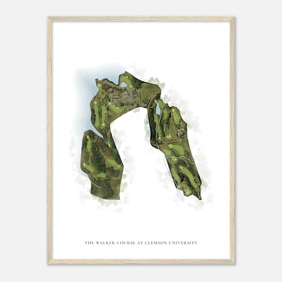 The Walker Course at Clemson University Golf Watercolor Map Poster