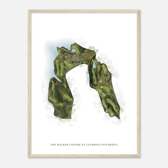 The Walker Course At Clemson University South Carolina Classic Watercolor Map Golfer Gift Golf Wall Art Golf Poster Print