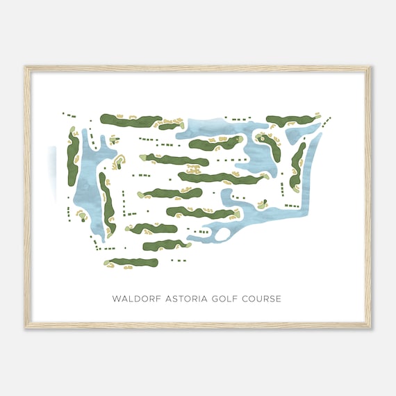Waldorf Astoria Golf Course Modern Watercolor Course Map Poster