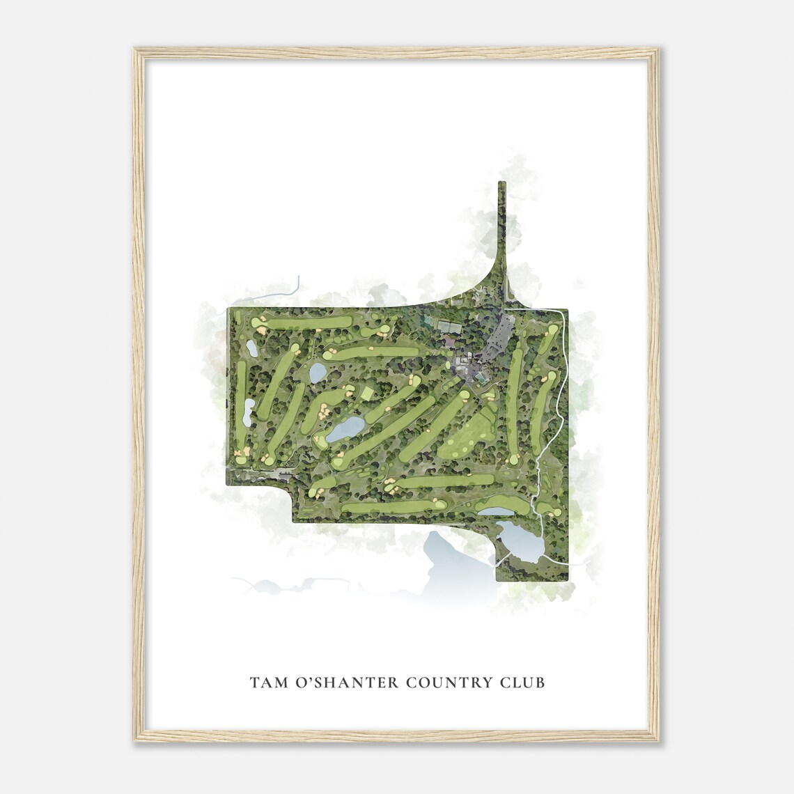 Tam O'Shanter Country Club Watercolor Course Map Golfer Gift Poster