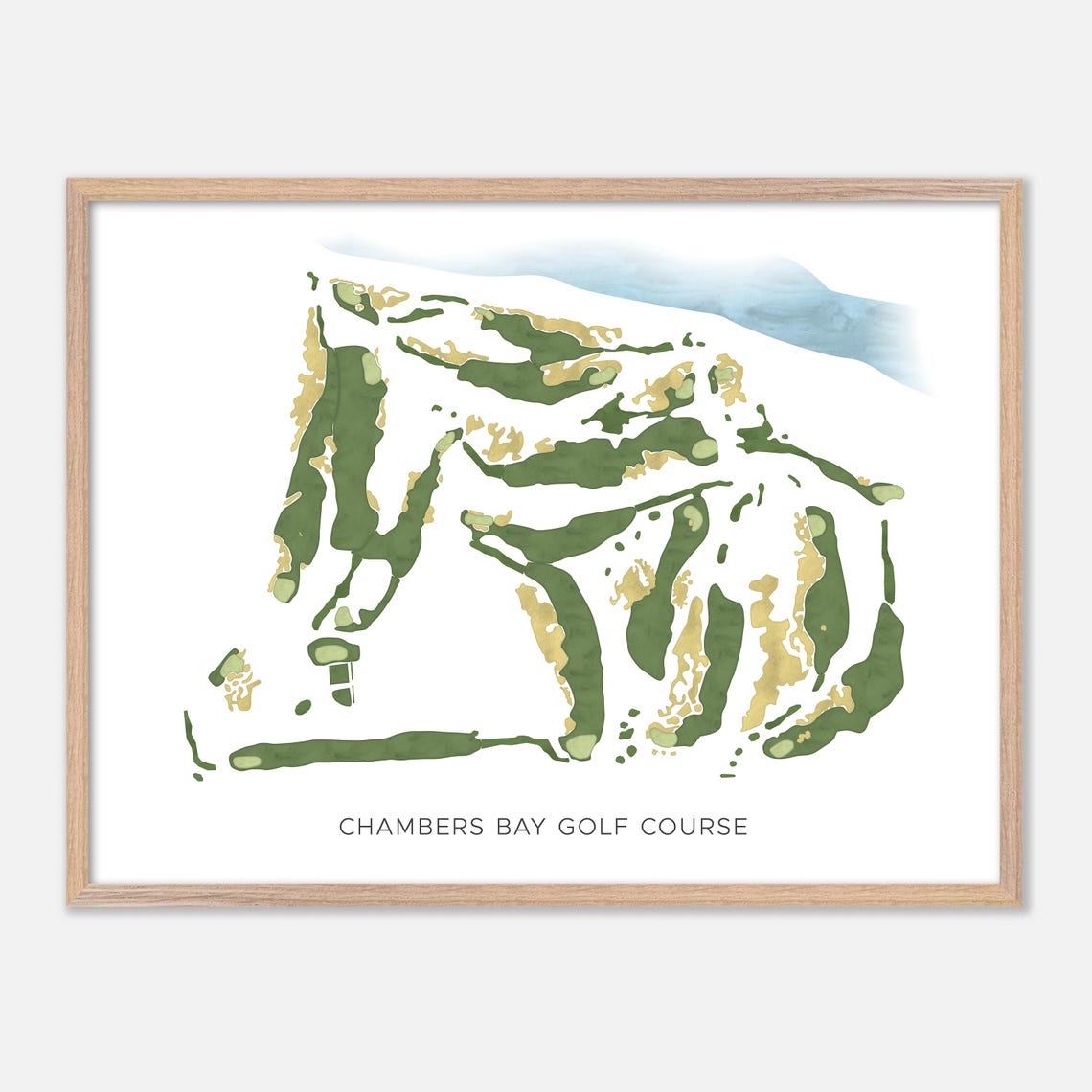 Chambers Bay Golf Course Washington Modern Watercolor Map Poster