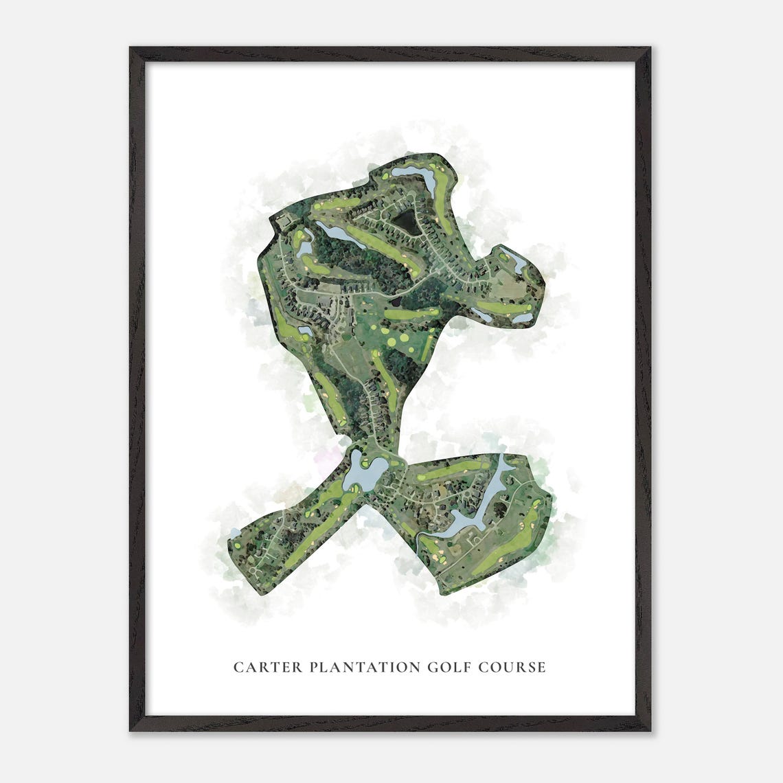 Carter Plantation Golf Course Watercolor Aerial Layout Map Poster - Image 3