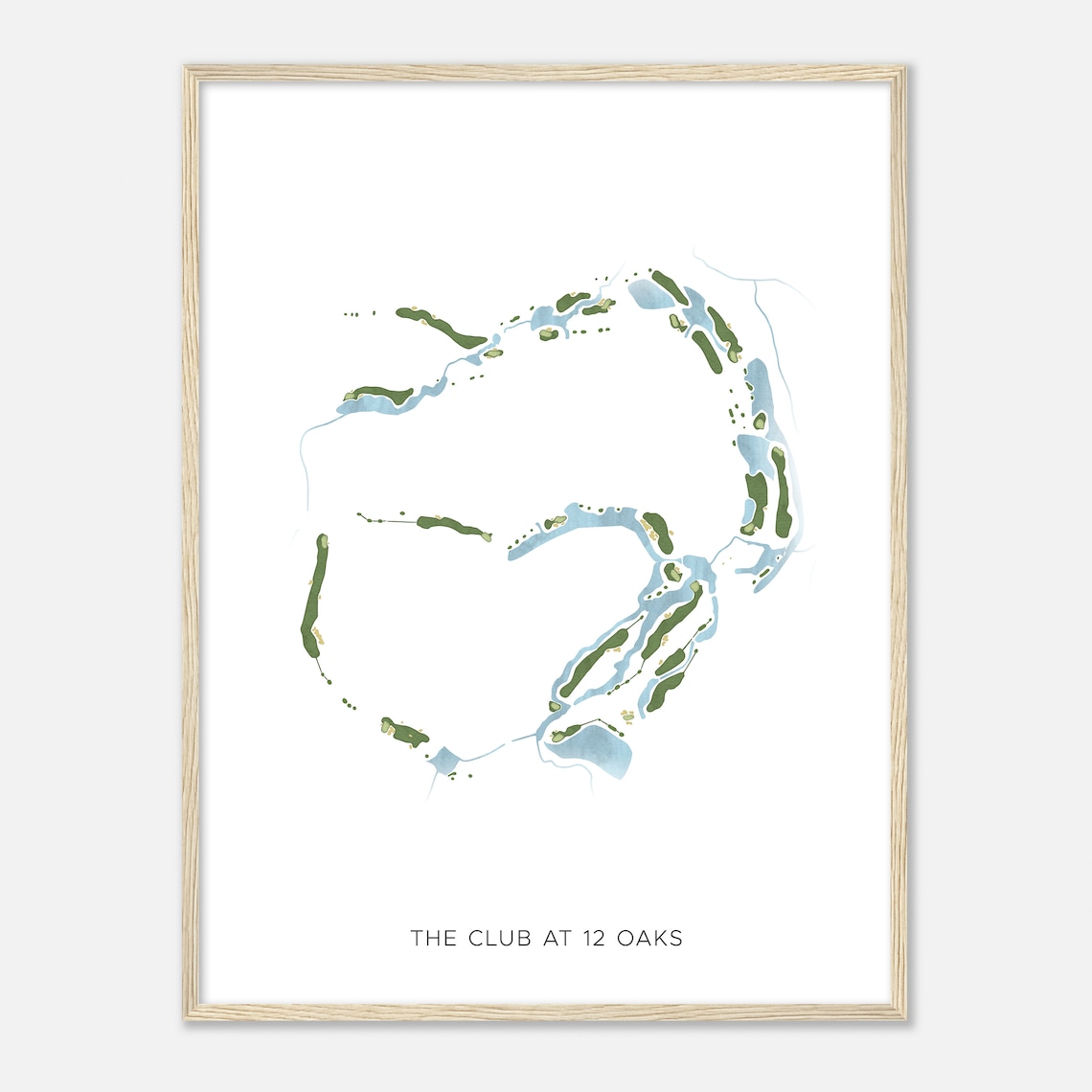 The Club At 12 Oaks North Carolina Modern Watercolor Golf Course Map Poster - Image 2