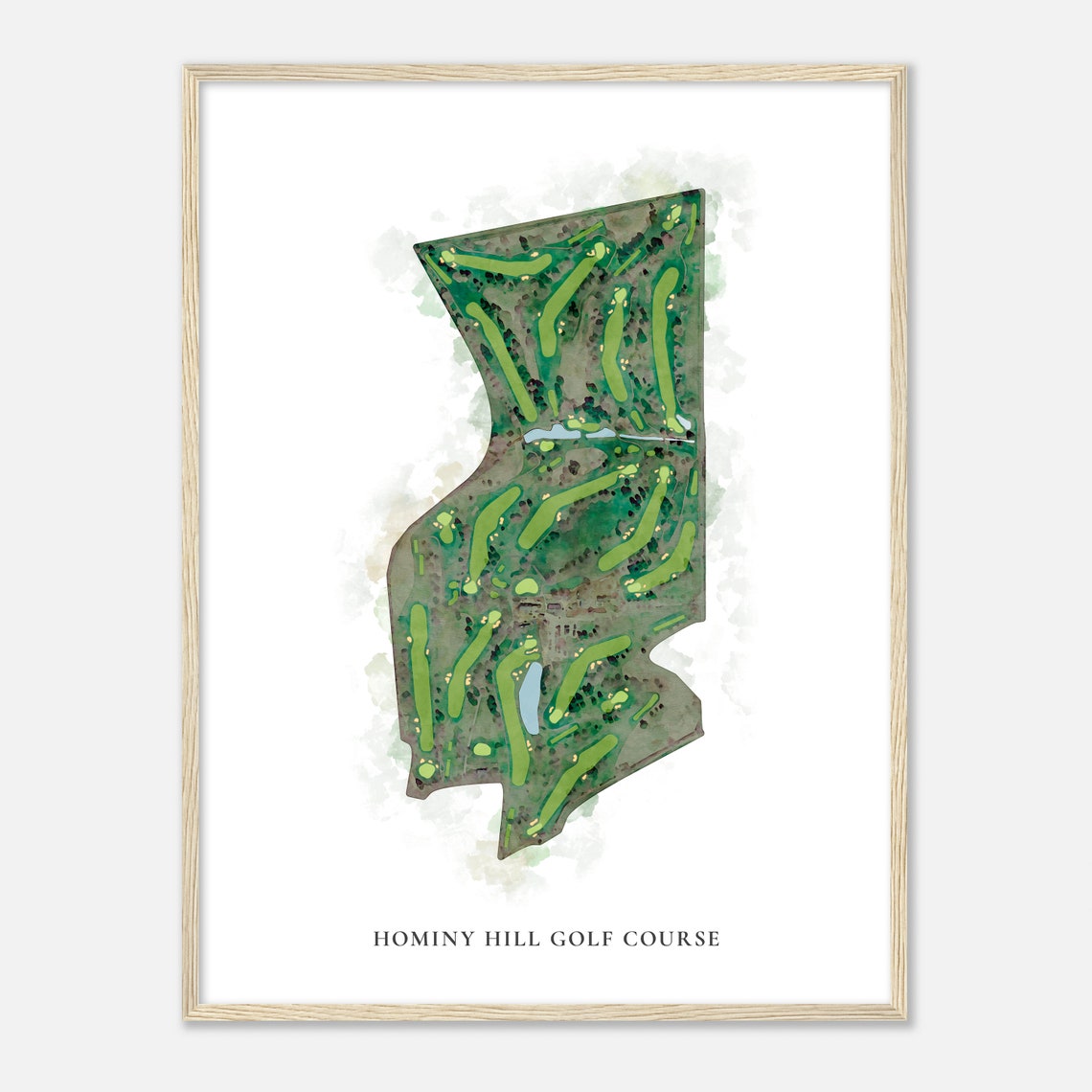 Hominy Hill Golf Course Satellite Aerial Watercolor Map Layout Poster - Image 2