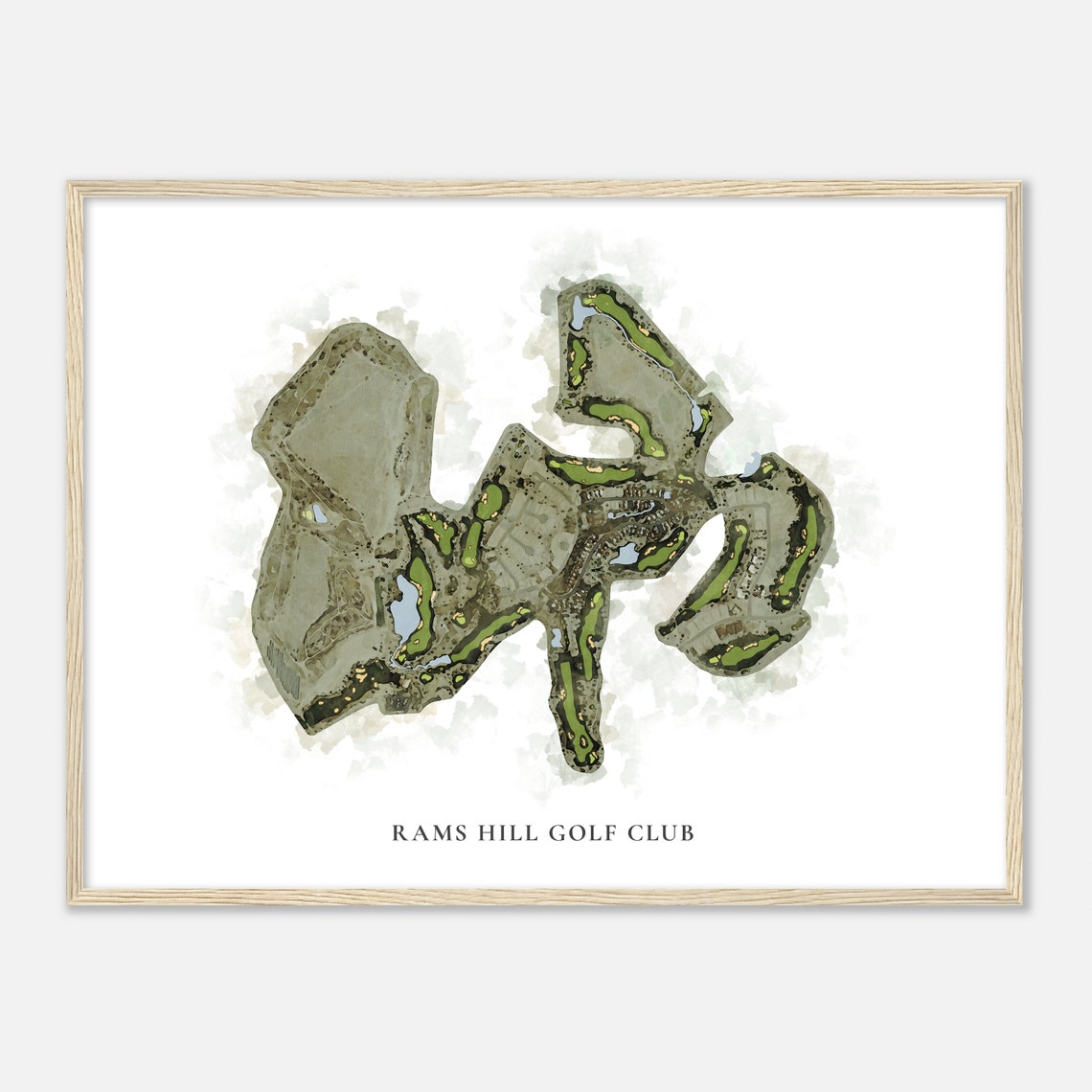 Rams Hill Golf Club Classic Watercolor Course Map Gift Poster - Image 2