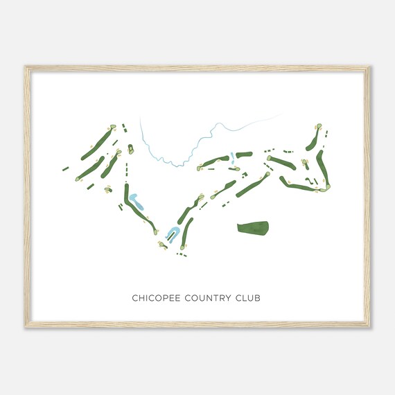 Chicopee Country Club Massachusetts Modern Watercolor Map Golfer Gift Golf Wall Art Golf Poster Print Course Layout