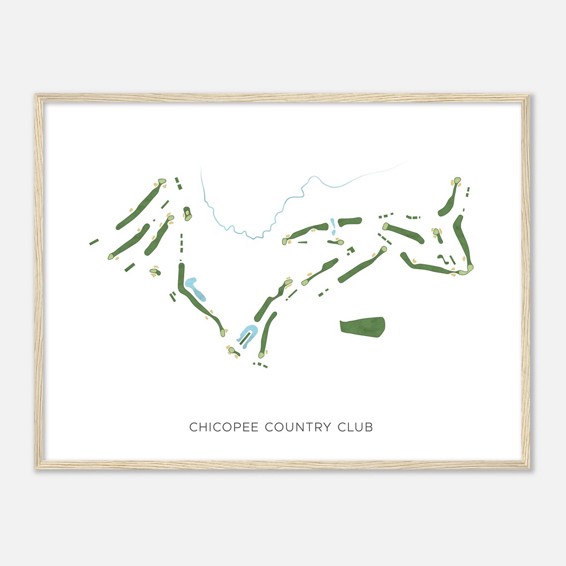 Chicopee Country Club Massachusetts Modern Watercolor Map Golfer Gift Golf Wall Art Golf Poster Print Course Layout