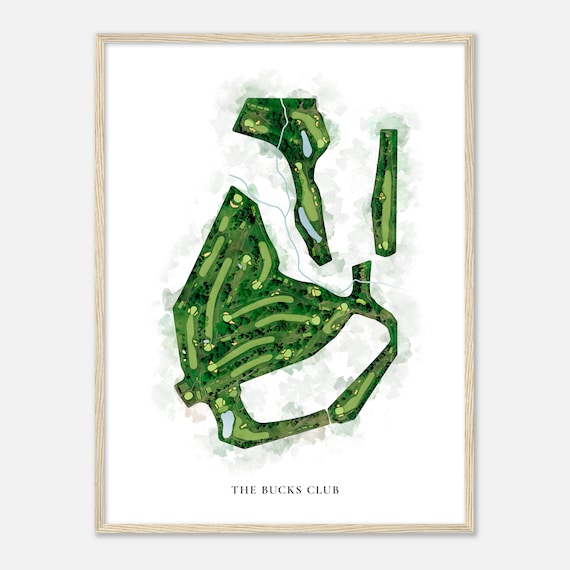 The Bucks Club Pennsylvania Classic Watercolor Map Golfer Gift Golf Wall Art Golf Poster Print Course Layout
