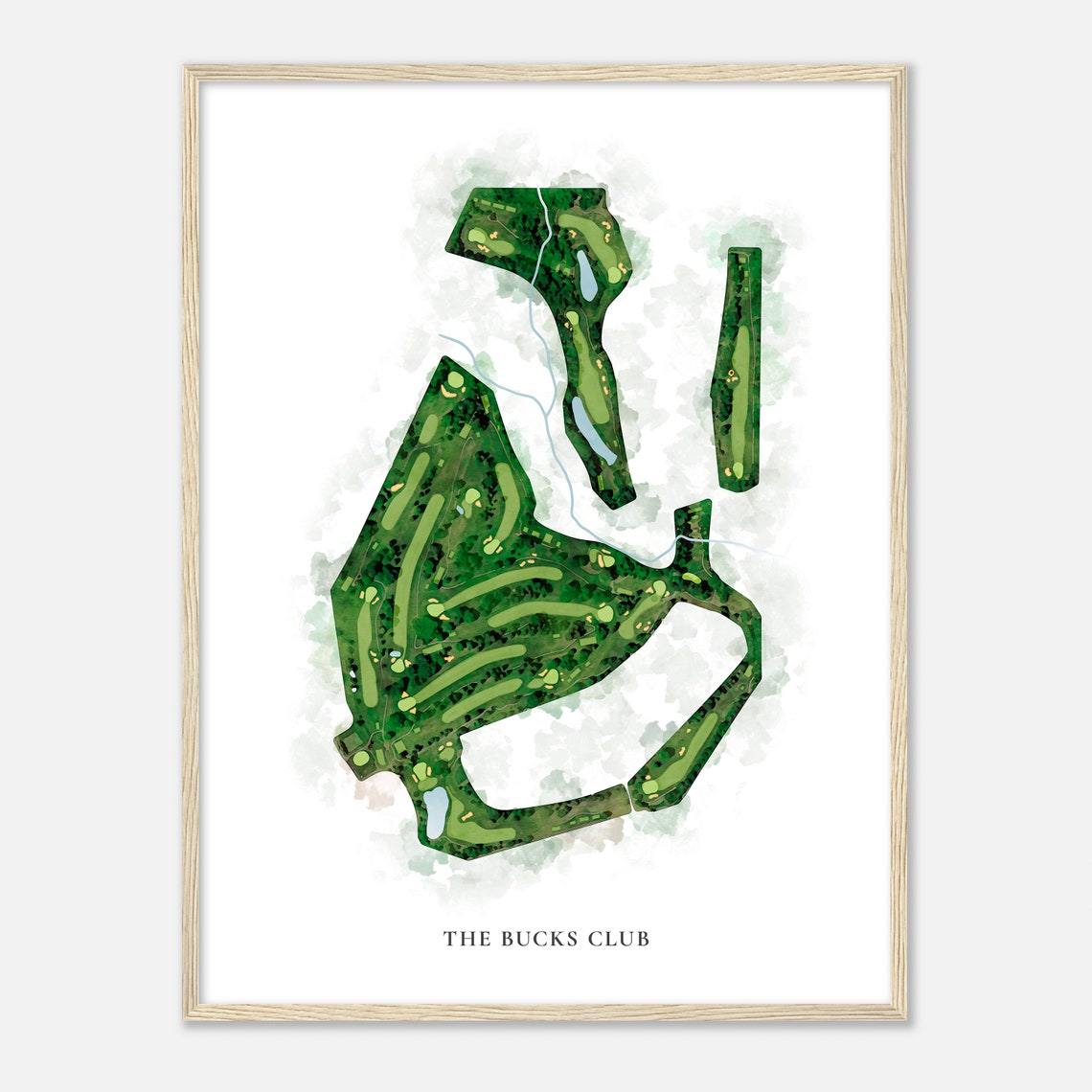 The Bucks Club Classic Style Watercolor Golf Course Map Poster