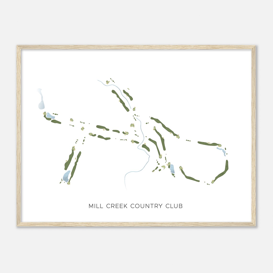 Mill Creek Country Club Watercolor Fairway Map Golfer Art Poster - Image 2