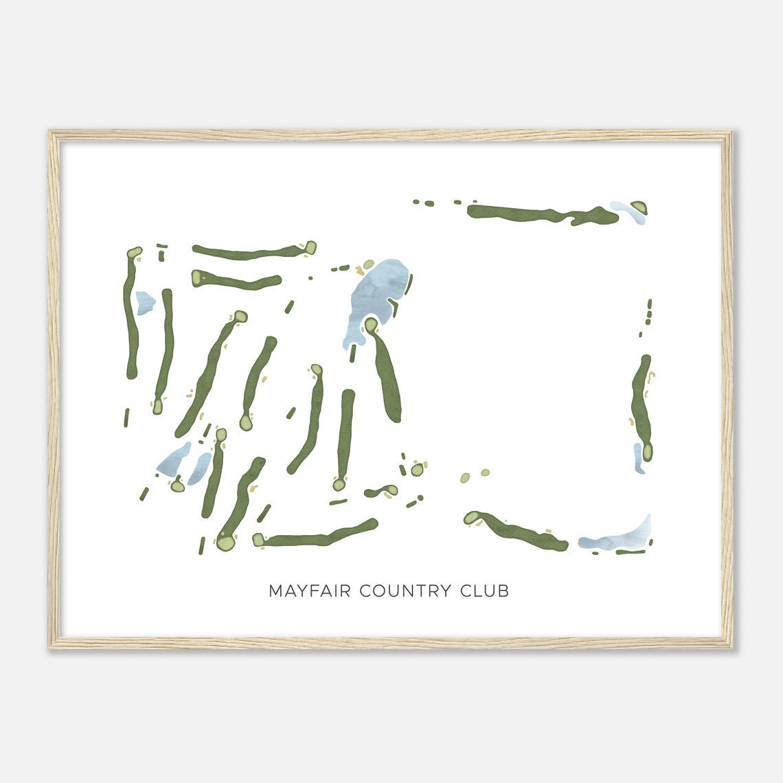 Mayfair Country Club Modern Minimalist Watercolor Layout Map Poster